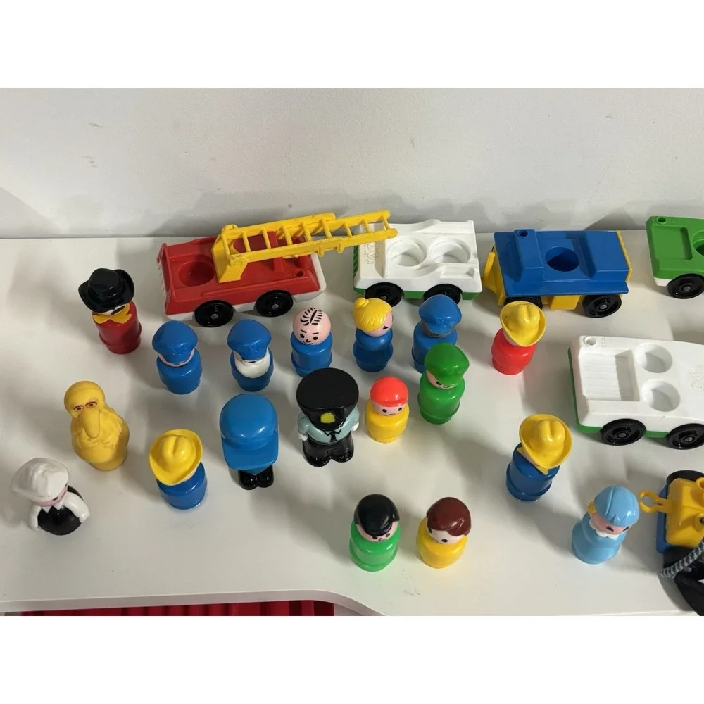 Fisher-Price Vintage Little People 18 Figures & 10 Vehicle Lot